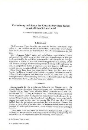 Verbreitung und Status der Kreuzotter (Vipera berus) im nördlichen Schwarzwald