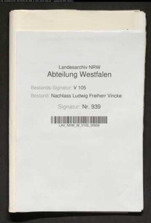 25 Briefe des Bruders Carl Vincke und seiner Gattin Louise geb. von Biel