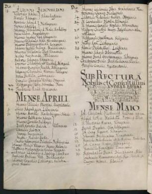 Sommerhalbjahr 1629. Rektorat Andreas Bayer