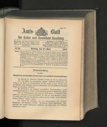 No. 94, 23. April 1916