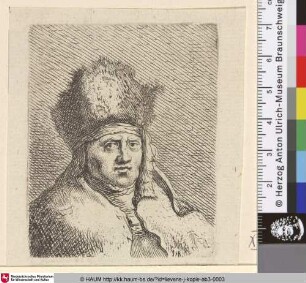 [Brustbild eines Mannes mit einem Pelzhut; Bust of a man with fur cap]