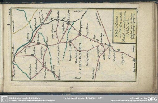 No. IX. Post-Route von Brün nach Breslau und Schlesien