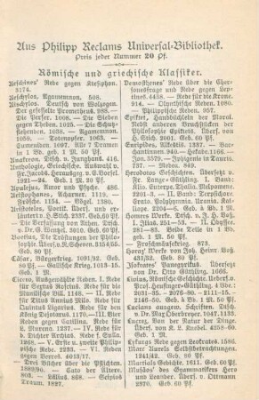 Aus Philipp Reclams Universal-Bibliothek