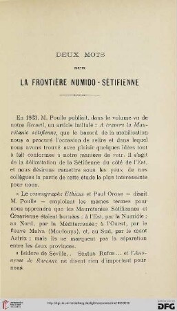 Sér. 5: Deux mots sur la frontière numido-sétifienne