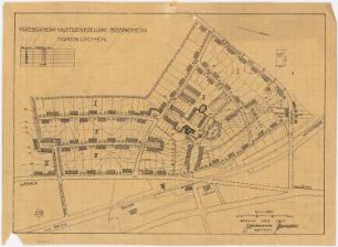 Kriegerheim Mustersiedlung Bissingheim, Hohenlychen: Lageplan mit Block- und Parzelleneinteilung 1:2000