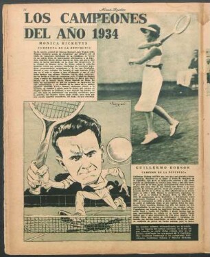 Los campeones del año 1934 [Fotografía y caricatura]