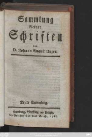 Sammlung 3 = Sammlung 2: Sammlung kleiner Schriften