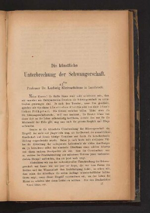 Die künstliche Unterbrechung der Schwangerschaft