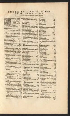 Index In Libros Scholarum Grammaticarum.