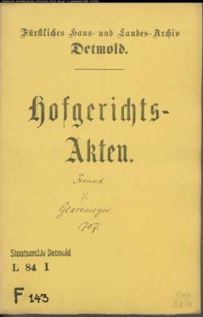 Freund, Witwe zu Lüdenhausen gegen Hermann Glasemeyers Kinder Vormunde in sp. Appelius zu Salzuflen - Schuldforderung