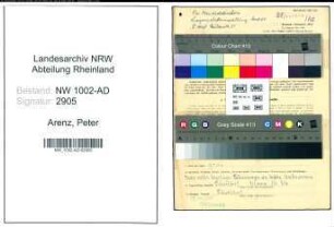 Entnazifizierung Peter Arenz, geb. 16.07.1890 (Verwalter)