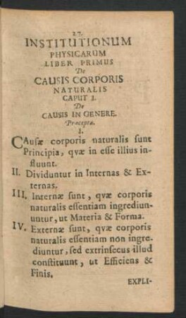Caput I. De Causis In Genere.