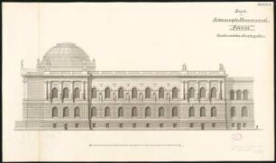 Erweiterung der Museumsinsel, Berlin Schinkelwettbewerb 1882: Museum für Nachklassische Kunst: Fassadenansicht zum Kupfergraben 1:100