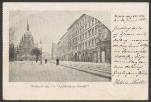 Ansichtskarte "Blücherstrasse mit Geschäftshaus Steusloff" [1/2]