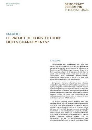 Maroc : le projet de constitution ; quels changements?