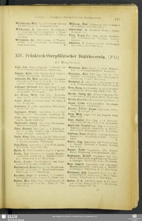XIV. Fränkisch-Oberpfälzischer Bezirksverein.
