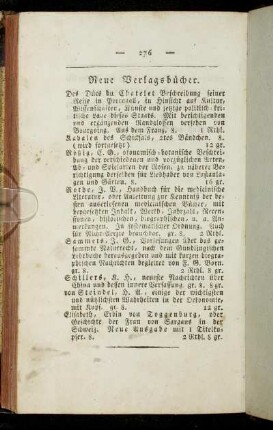 Neue Verlagsbücher.