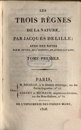 Les trois règnes de la nature, 1