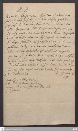 Brief von August Hermann Francke an [Johann Daniel Herrnschmidt?].