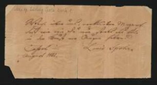 Handschriftlicher Zettel "Wache über uns, verklärter Mozart"