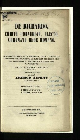De Richardo, comite Cornubiae, electo, coronato rege romano