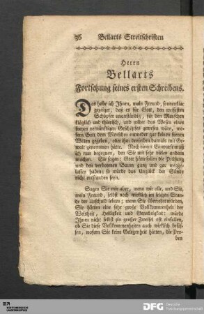Herrn Bellarts Fortsetzung seines ersten Schreibens.
