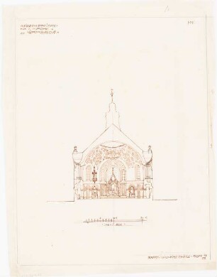 Kirche, Krassow: Querschnitt 1:225 (sig. M.H.)