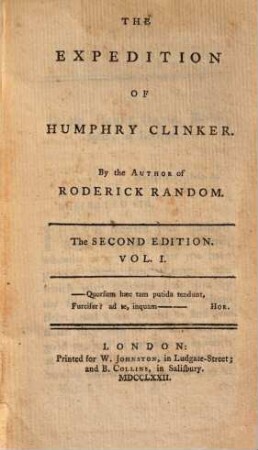 The expedition of Humphry Clinker. 1