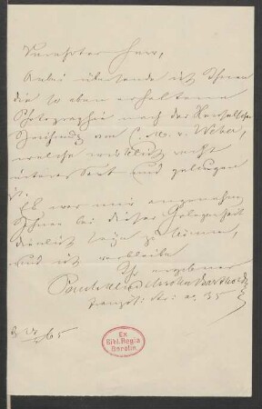 Brief an Friedrich Wilhelm Jähns : 27.04.1865