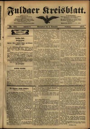 Erste Ausgabe vom Samstag, den 02. November 1907.