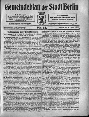 1922,15: Nr. 15, 9. April 1922