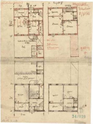 Fischer, Theodor; Schweinfurt (Bayern); Wohnsiedlung Bauverein - Grundrisse
