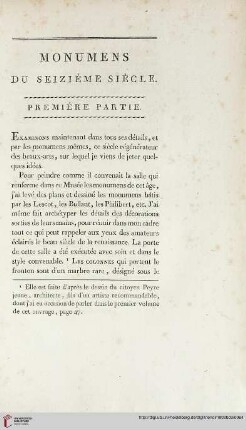 Monumens seizième siècle. Première partie