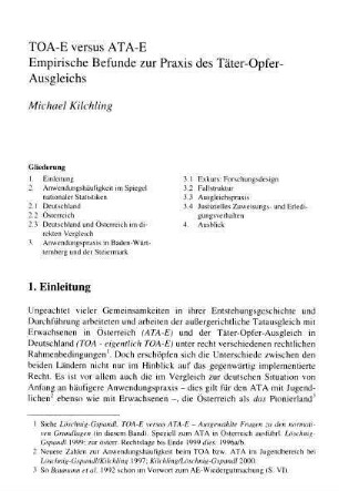 295-321, TOA-E versus ATA-E. Empirische Befunde zur Praxis des Täter-Opfer-Ausgleichs