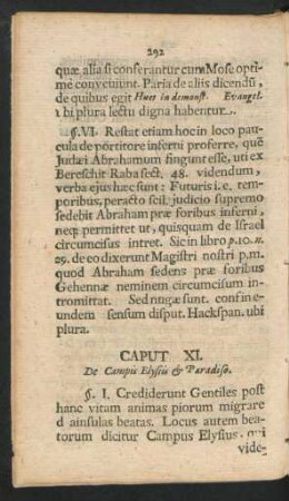 Caput XI. De Campis Elysiis & Paradiso.