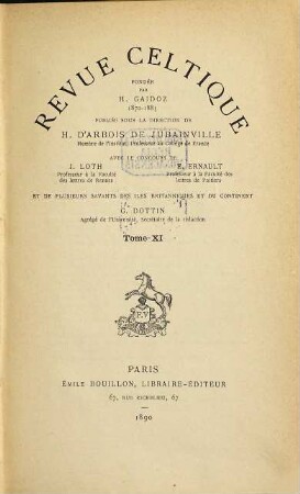 Revue celtique. 11. 1890