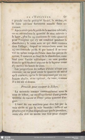 Procédé pour essayer le Billon