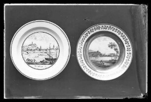 Zwei Wandteller aus der Zeit um 1820 mit Wertheimer Motiven