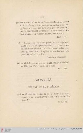 Montres (Nr. 715 - 726)