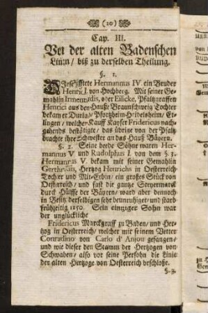 20-27, Cap. III. Von der alten Badenschen Linie