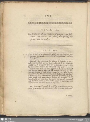 Sect. III. The properties of the mechanical powers; the balance, the leaver, the wheel, the pulley, the scrue, and the wedge