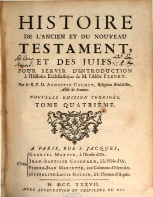 Histoire De L'Ancien Et Du Nouveau Testament, Et Des Juifs : Pour Servir D'Introduction à l'Histoire Ecclesiastique de M. l'Abbé Fleury, 4