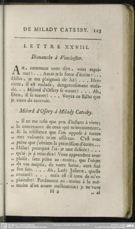 Lettre XXVIII. Dimanche à Vinchester