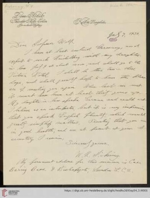 Briefe von William Henry Pickering an Max Wolf: Brief von William Henry Pickering an Max Wolf