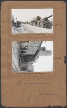 Erbeutete schwerste Geschütze in einem Dorfe hinter Udine