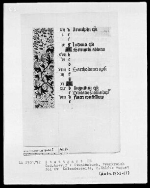 Stundenbuch — Kleine Initialen und Teilbordüre, Folio 8verso