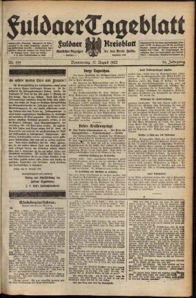 Ausgabe vom Donnerstag, den 31. August 1922.