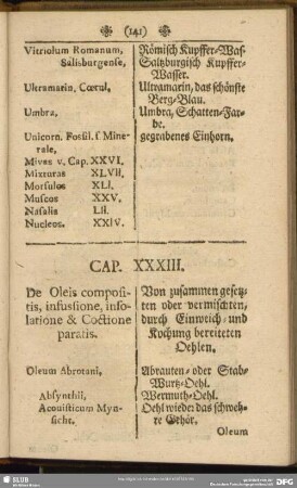 Cap. XXXIII. De Oleis compositis, infussione, insolatione & Coctione paratis
