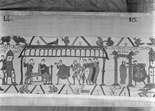 Der Teppich von Bayeux — 12. Szene: Harold und Herzog Wilhelm führen im Palast ein Gespräch