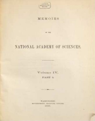 Memoirs of the National Academy of Sciences. 4. 1888/89, Part 2